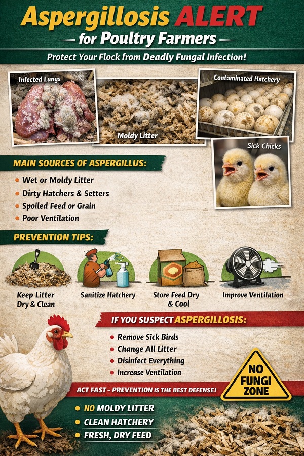 Aspergillosis in Poultry: Causes, Prevention, and Recovery in the Coop and Hatchery